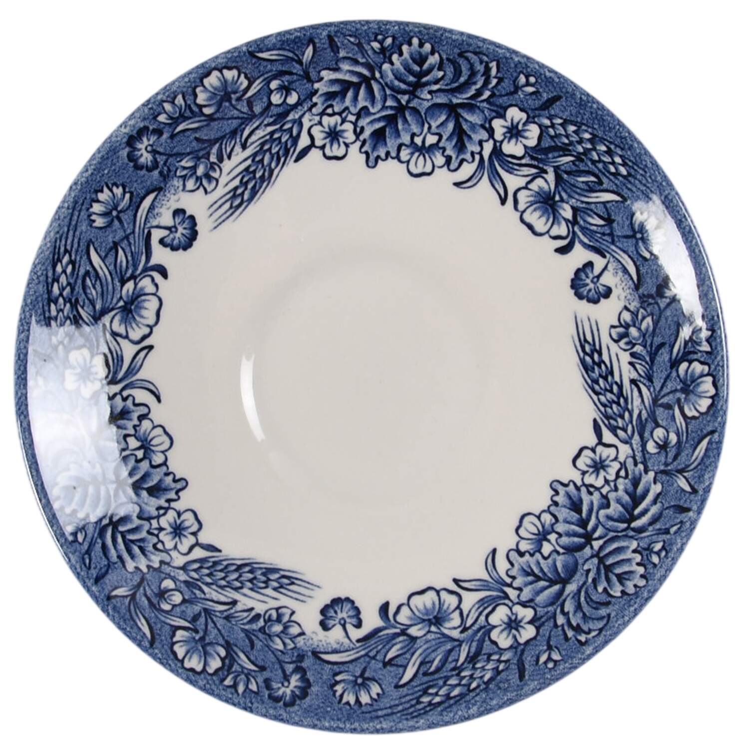 Currier & Ives Blue Saucer by Churchill-1
