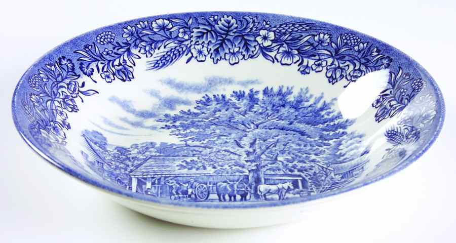 Currier & Ives Blue Coupe Soup Bowl by Churchill-1