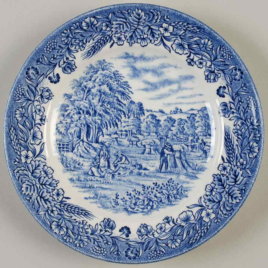 Currier & Ives Blue Bread & Butter Plate by Churchill-1