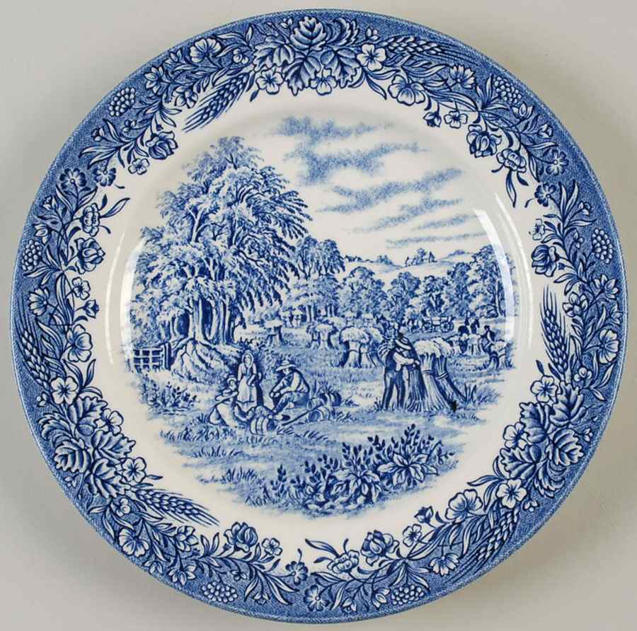 Currier & Ives Blue Luncheon Plate by Churchill-1