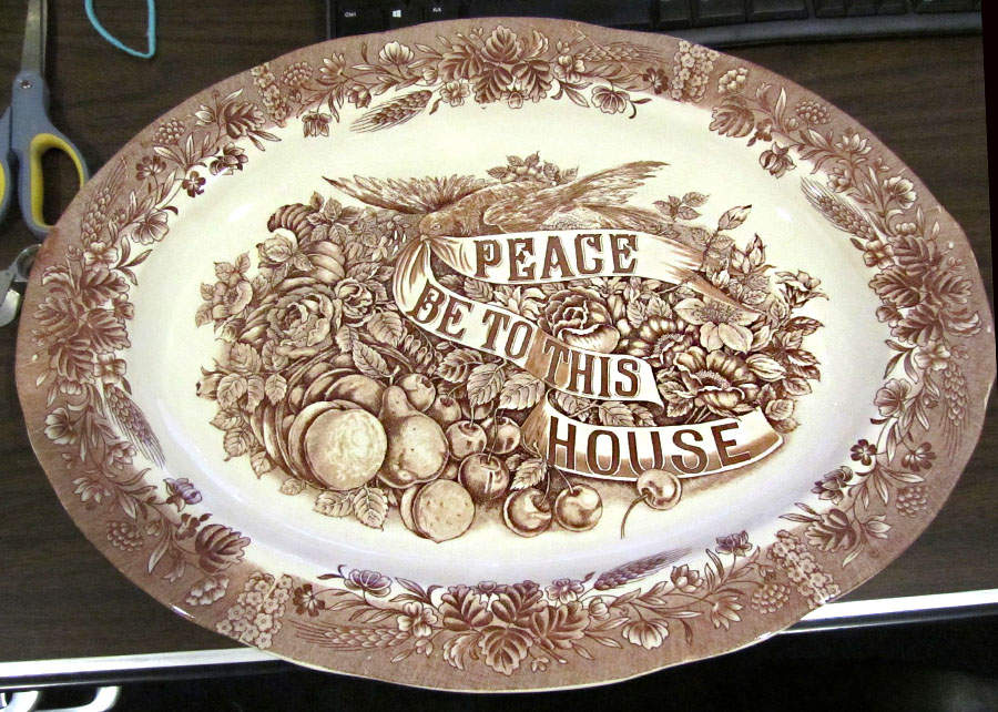 Currier and Ives Brown 18" Oval Serving Platter by Churchill-1