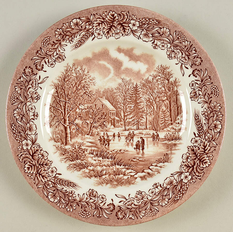 Currier and Ives Brown Salad Plate by Churchill-1