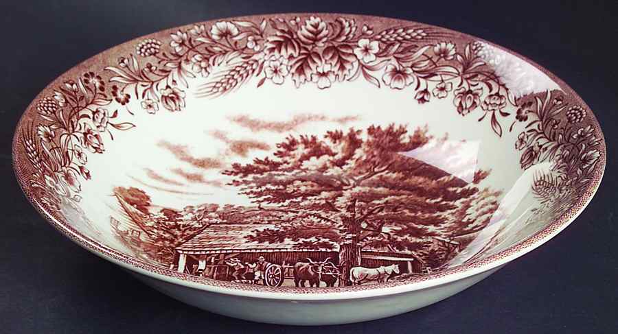 Currier and Ives Brown 8" Round Vegetable Bowl by Churchill-1