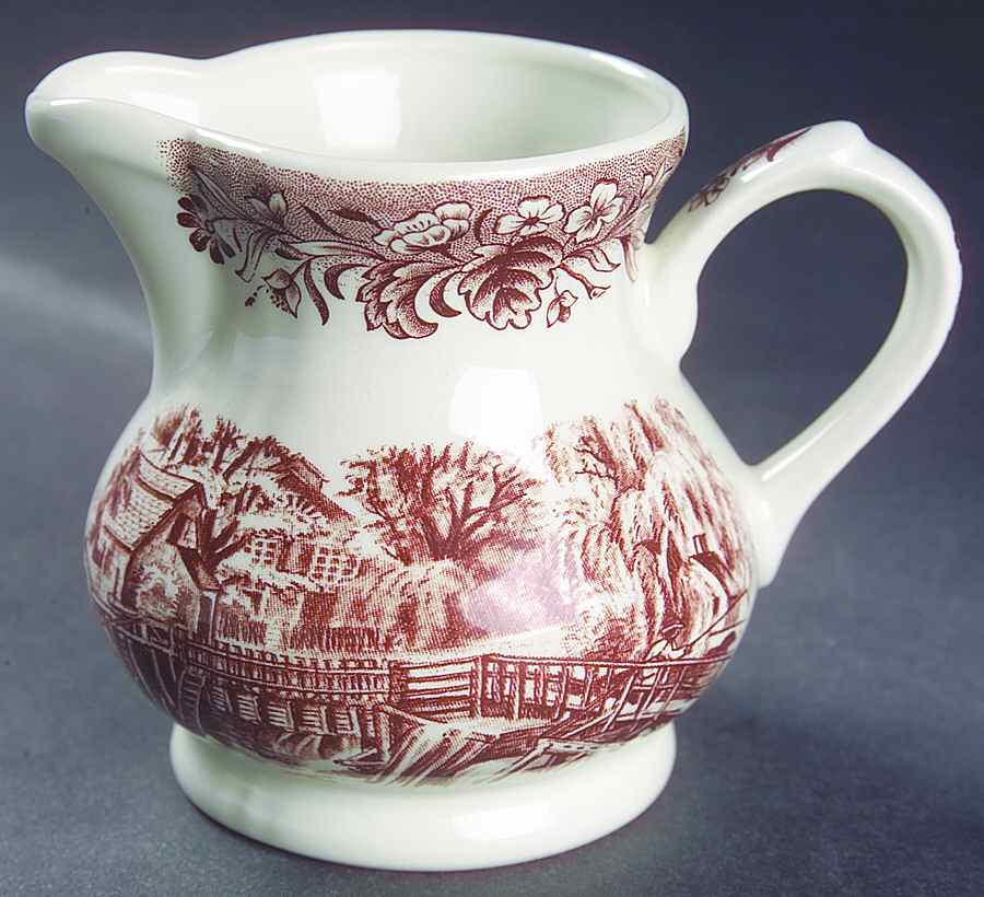 Currier and Ives Brown Creamer by Churchill-1