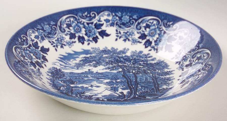 English Scene Blue Coupe Soup Bowl by Churchill-1
