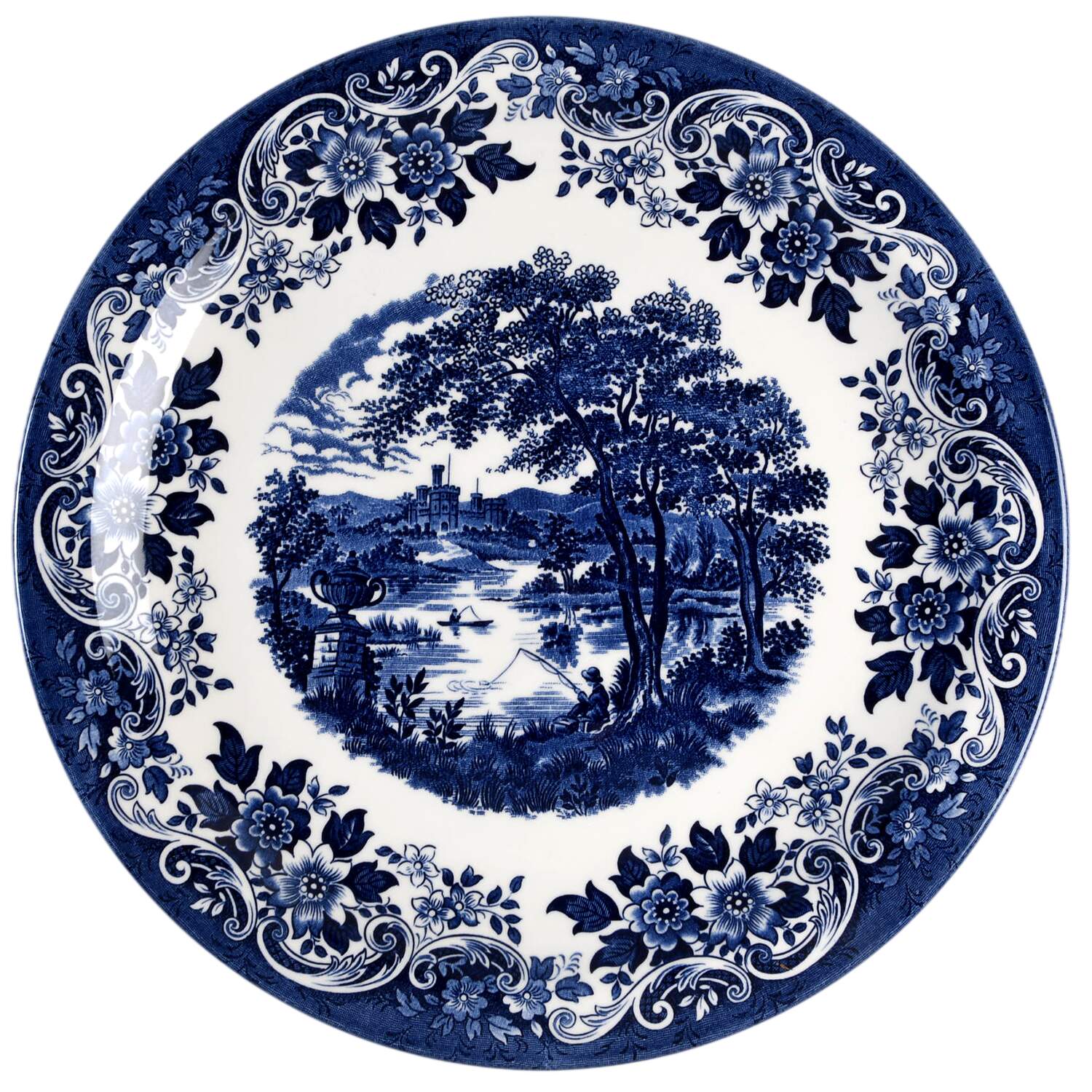 English Scene Blue Chop Plate (Round Platter) by Churchill-1
