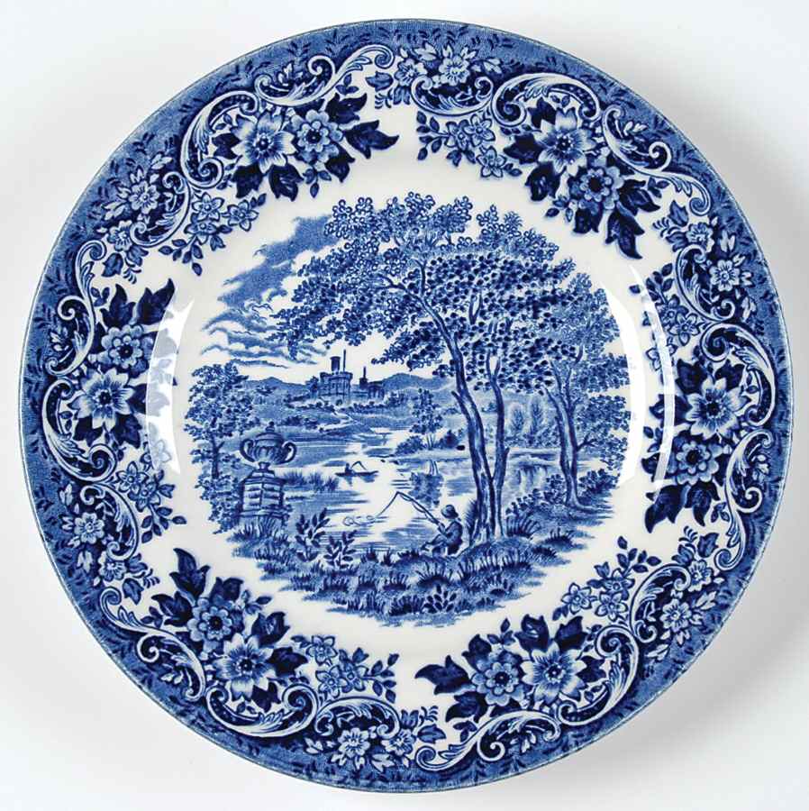 English Scene Blue Bread & Butter Plate by Churchill-1