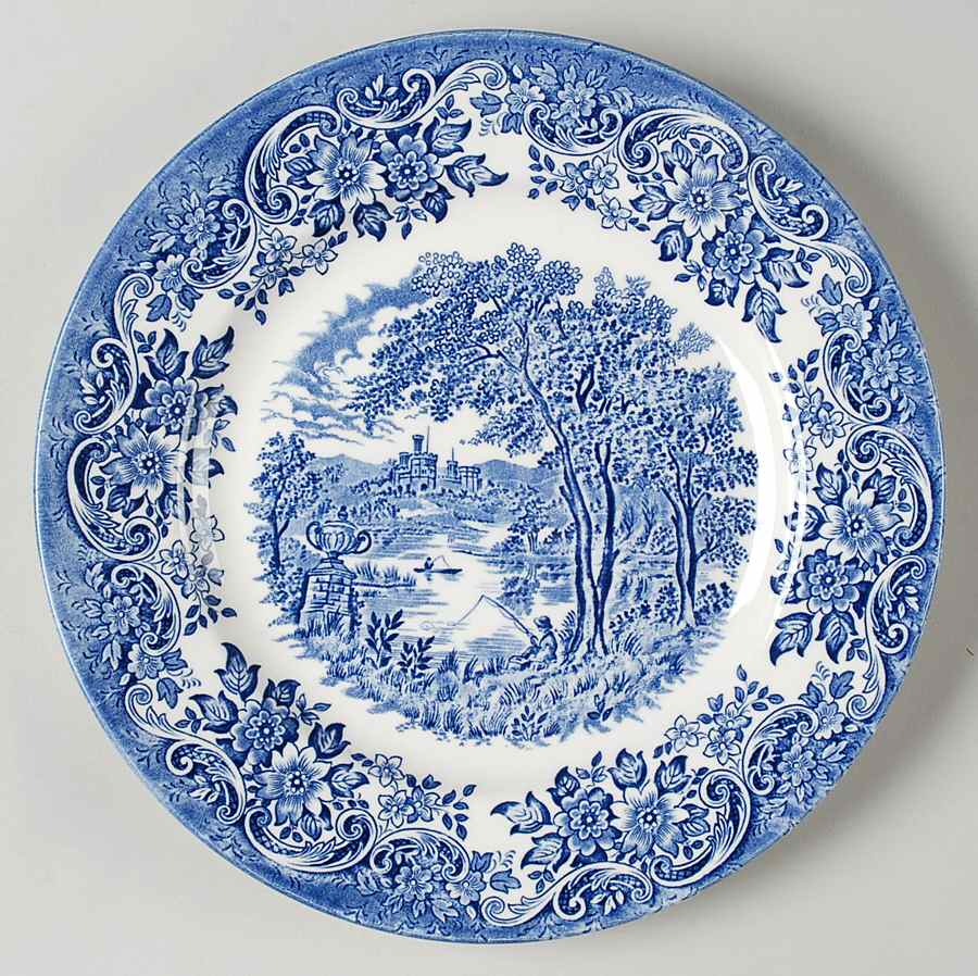 English Scene Blue Luncheon Plate by Churchill-1