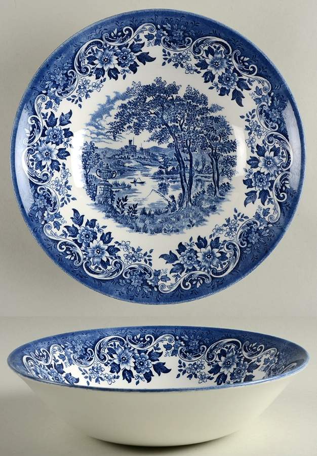 English Scene Blue 9" Round Vegetable Bowl by Churchill-1