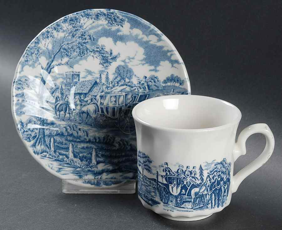 Royal Mail Blue (Made in England) Large Flat Cup & Saucer Set by Churchill-1