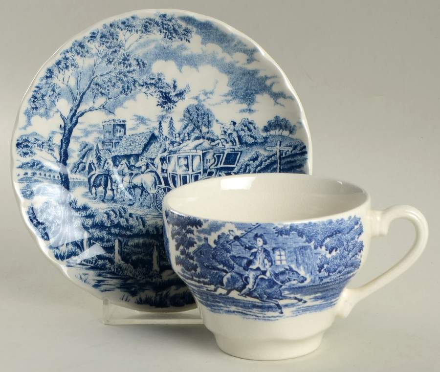 Royal Mail Blue (Made in England) Flat Cup & Saucer Set by Churchill-1
