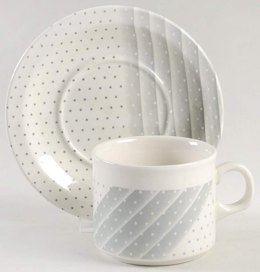 Shades Gray Flat Cup & Saucer Set by Churchill-1