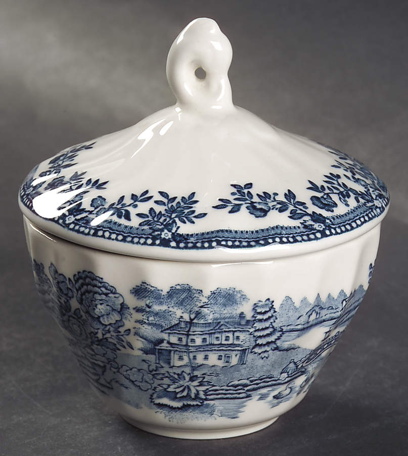 Tonquin Blue Sugar Bowl & Lid by Churchill-1