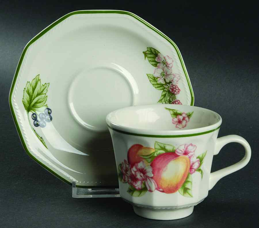 Victorian Orchard (England) Flat Cup & Saucer Set by Churchill-1