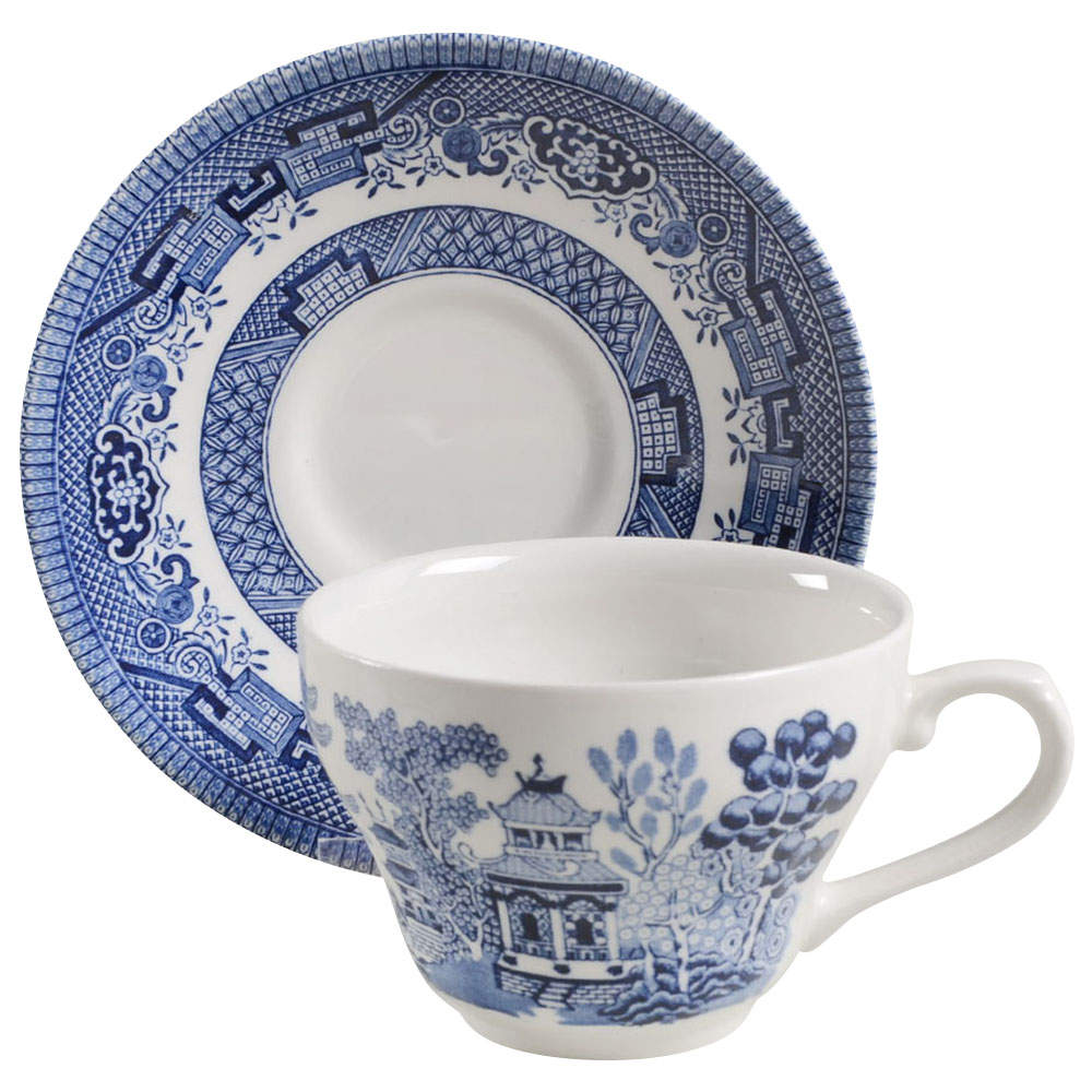 Willow Blue (Georgian Shape) Flat Cup & Saucer Set by Churchill-1