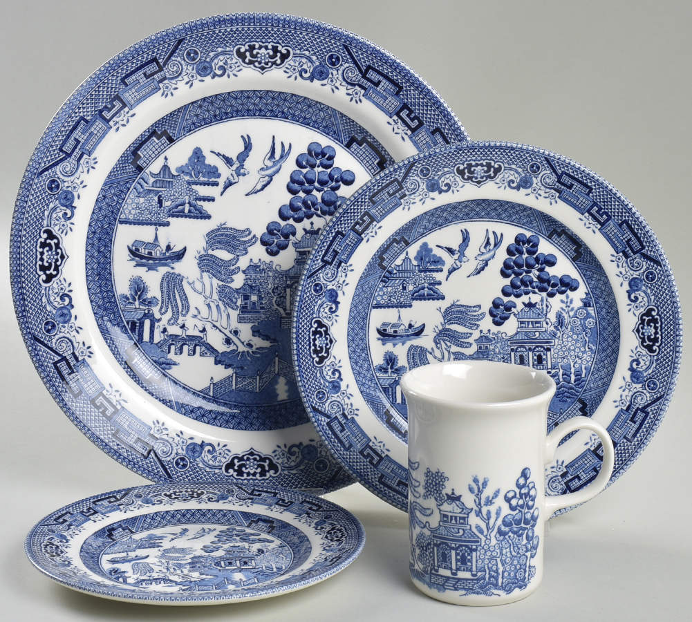 Willow Blue (Georgian Shape) 4 Piece Place Setting by Churchill-1