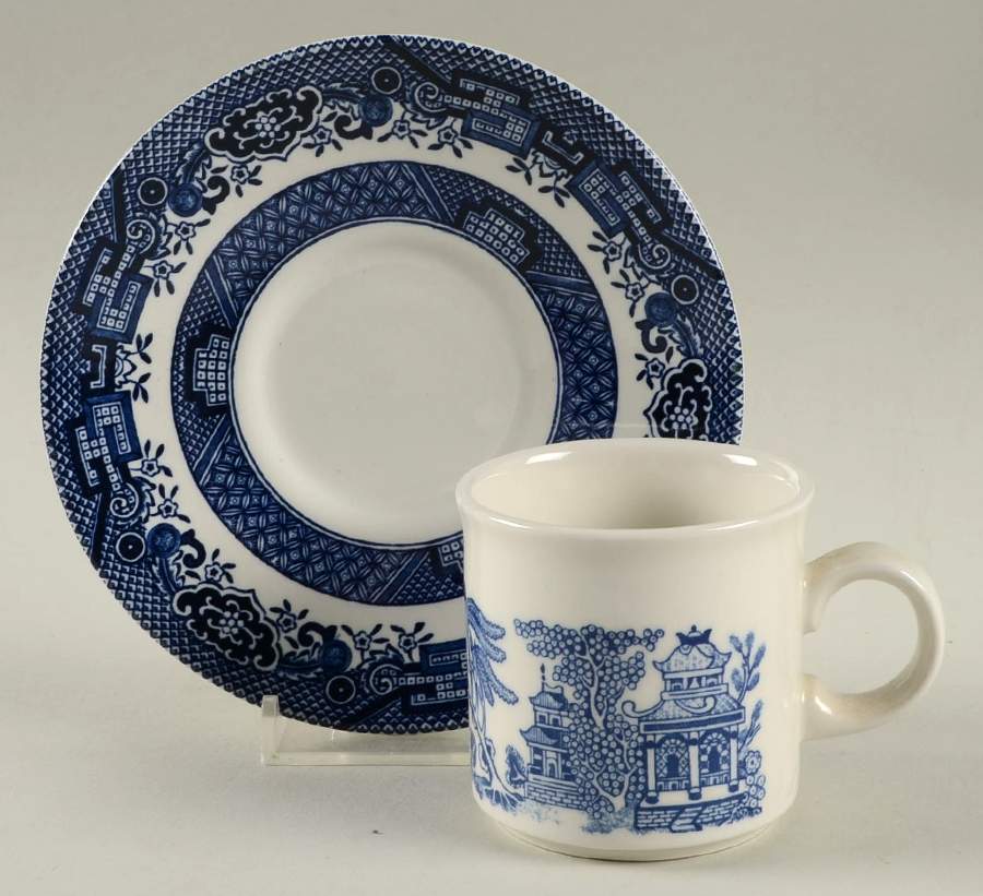 Willow Blue (Georgian Shape) Flat Demitasse Cup & Saucer Set by Churchill-1