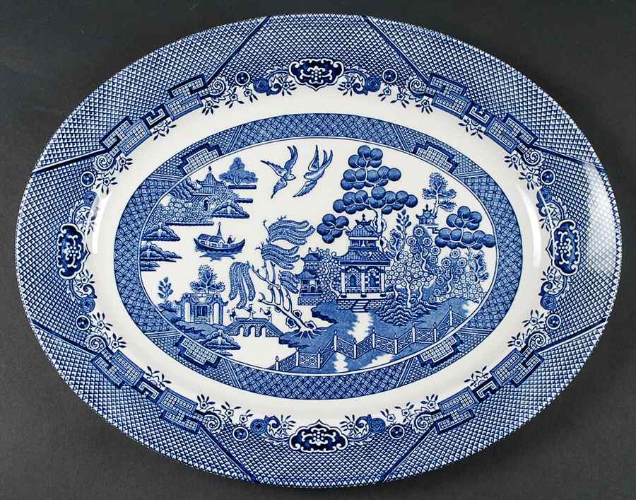 Willow Blue (Georgian Shape) 14" Oval Serving Platter by Churchill-1