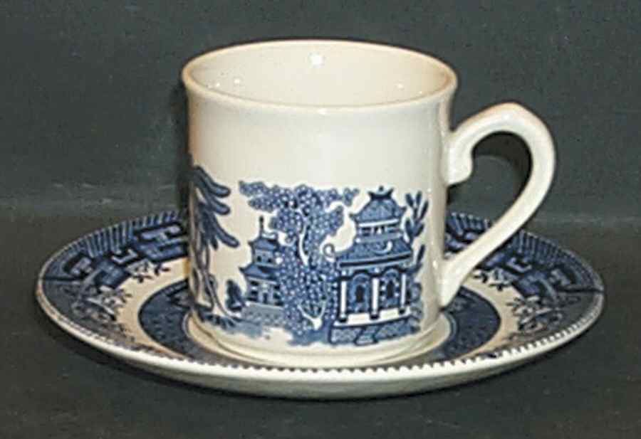 Willow Blue (Georgian Shape) Flat Demitasse Cup & Saucer Set by Churchill-1