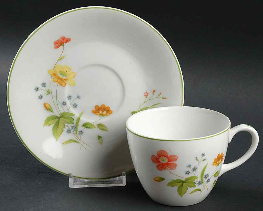 April Flowers Flat Cup & Saucer Set by Castle Court-1