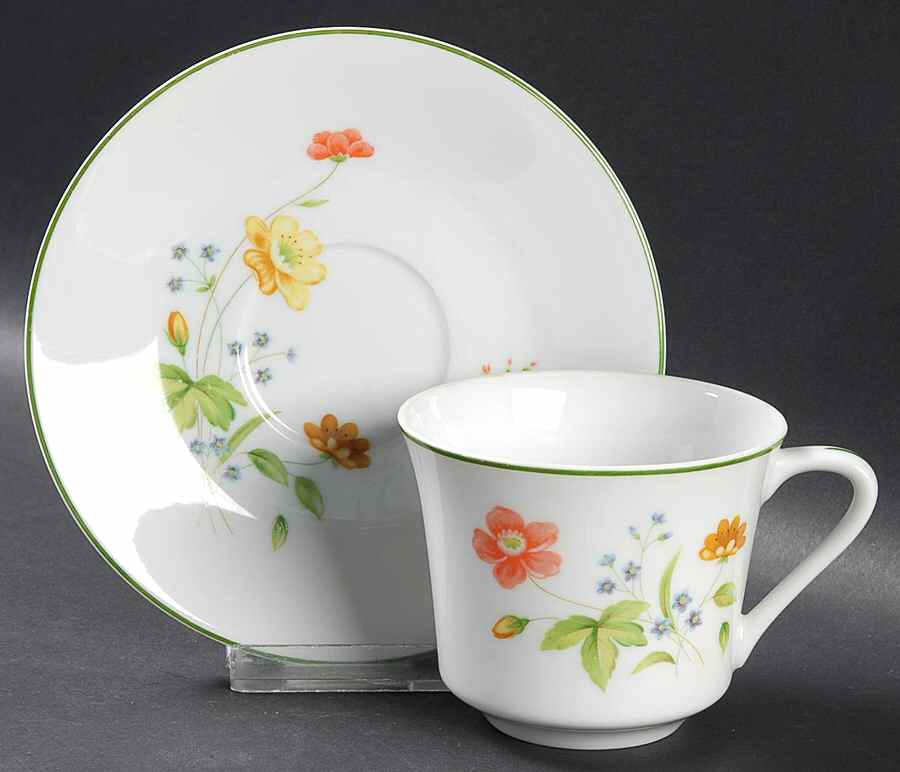 April Flowers Flat Cup & Saucer Set by Castle Court-1