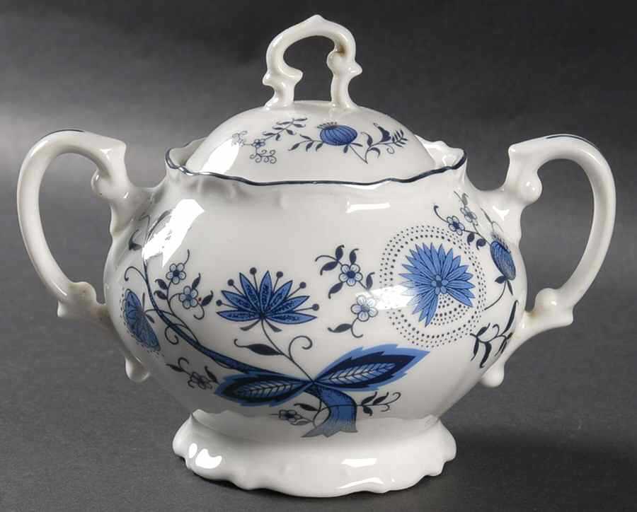 Blue Onion Sugar Bowl & Lid by Castle Court-1