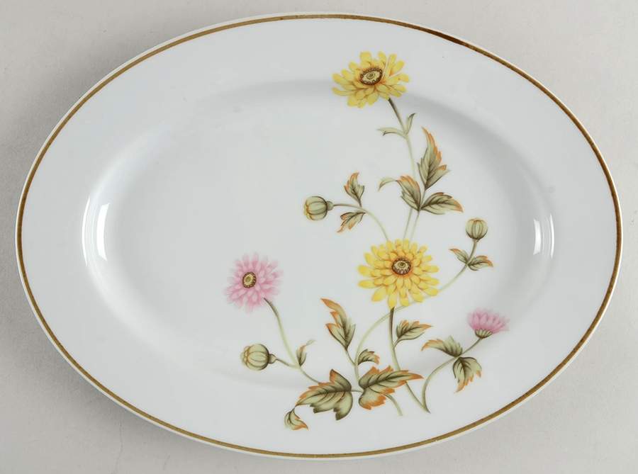 Chrysanthemum 12" Oval Serving Platter by Castle Court-1