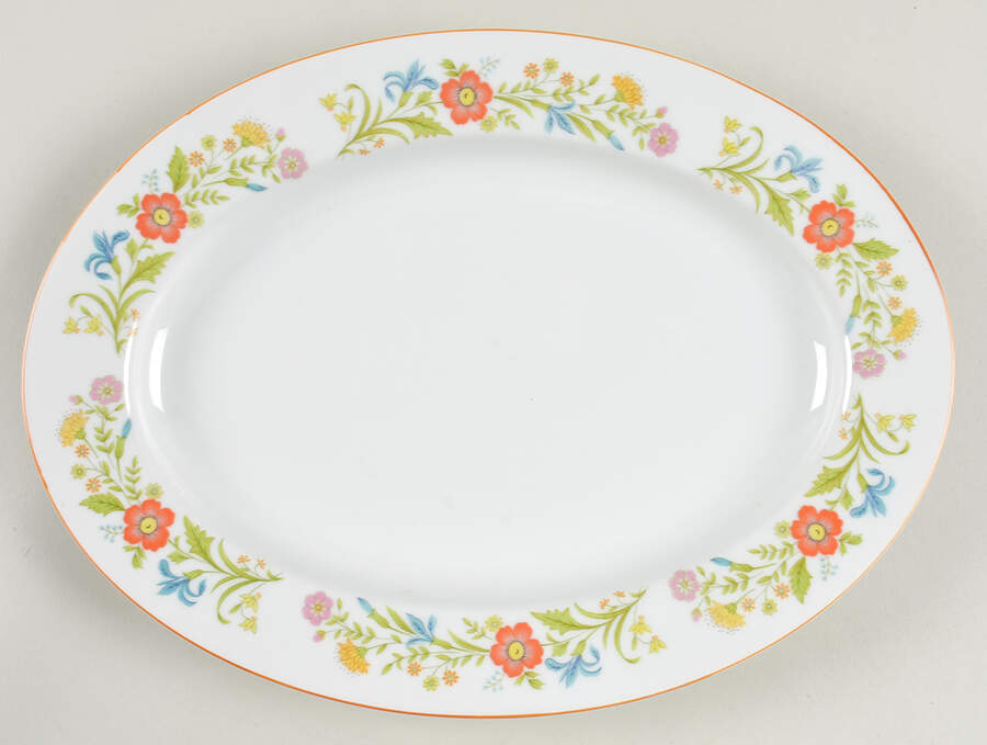 Flower Garden 12" Oval Serving Platter by Castle Court-1