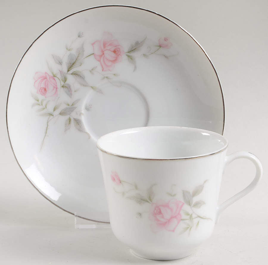 Rose Bouquet Flat Cup & Saucer Set by Castle Court-1