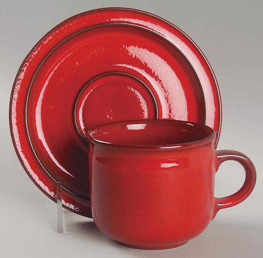 Sunset Orange Flat Cup & Saucer Set by Ceramano-1