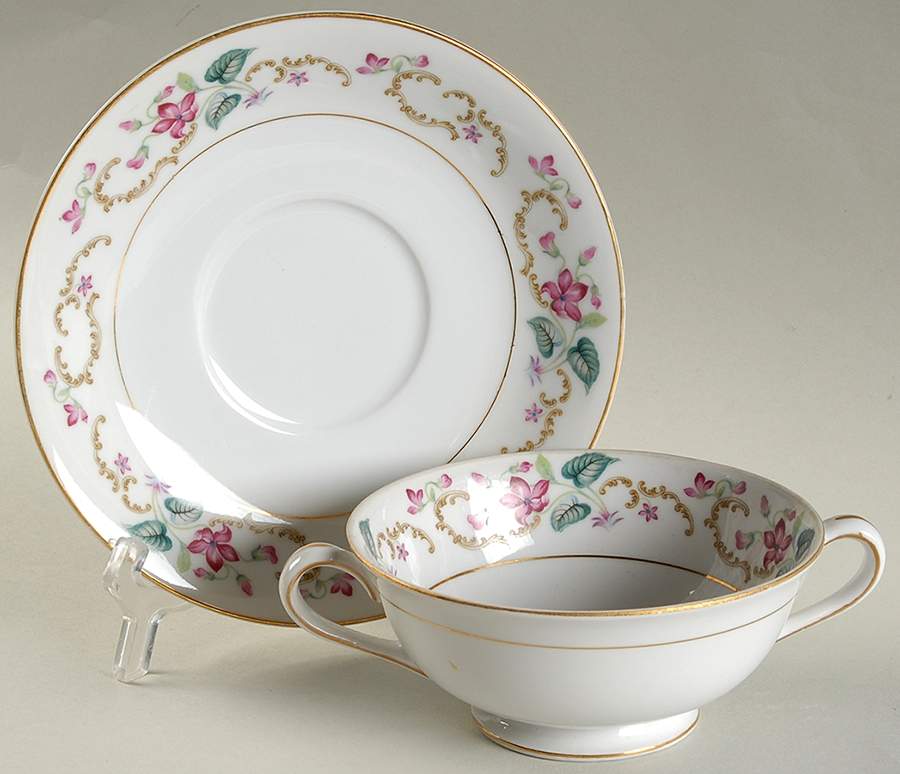 Dixie Belle Footed Cream Soup Bowl & Saucer Set by Celebrate-1
