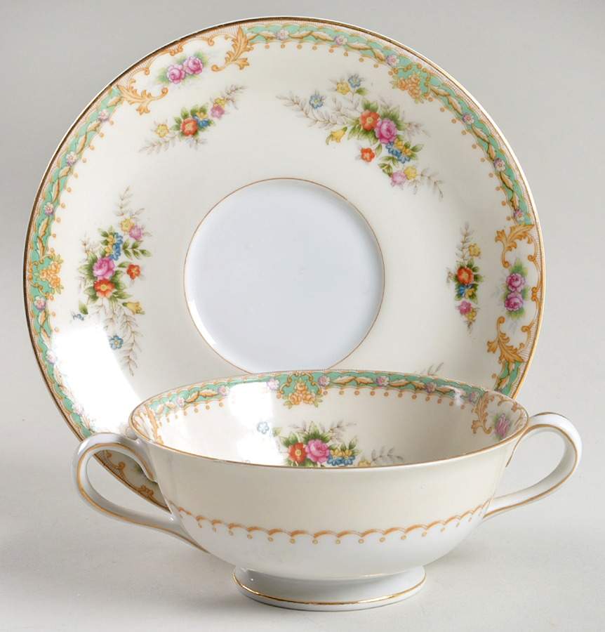 Linda Footed Cream Soup Bowl & Saucer Set by Celebrate-1
