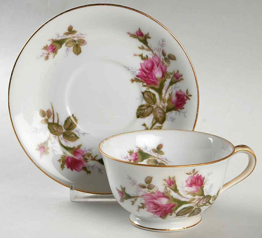 Moss Rose Footed Cup & Saucer Set by Celebrate-1