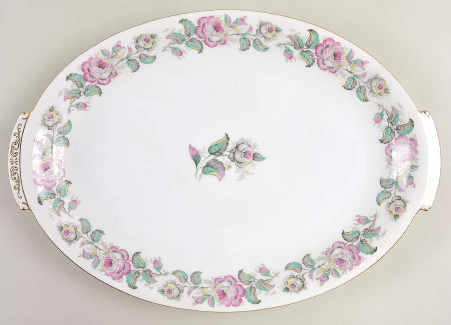 Pink Rose 15" Oval Serving Platter by Celebrate-1
