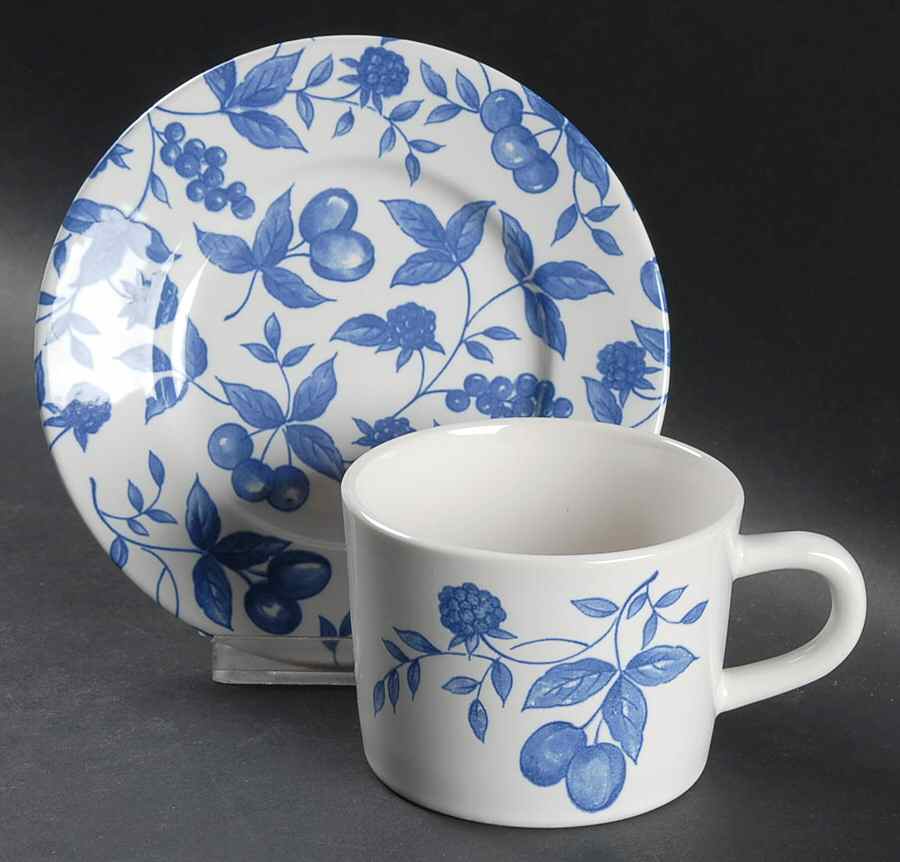 Blueberry Hill (Sm Design) Flat Cup & Saucer Set by Century China-1