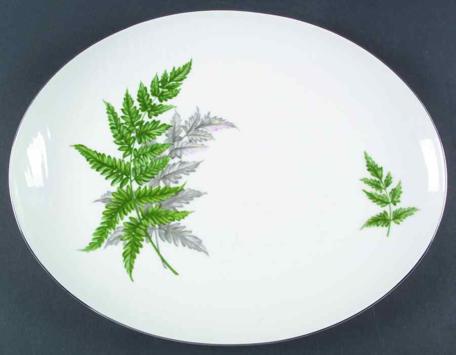 Ferndale (Platinum Trim) 15" Oval Serving Platter by Century China-1