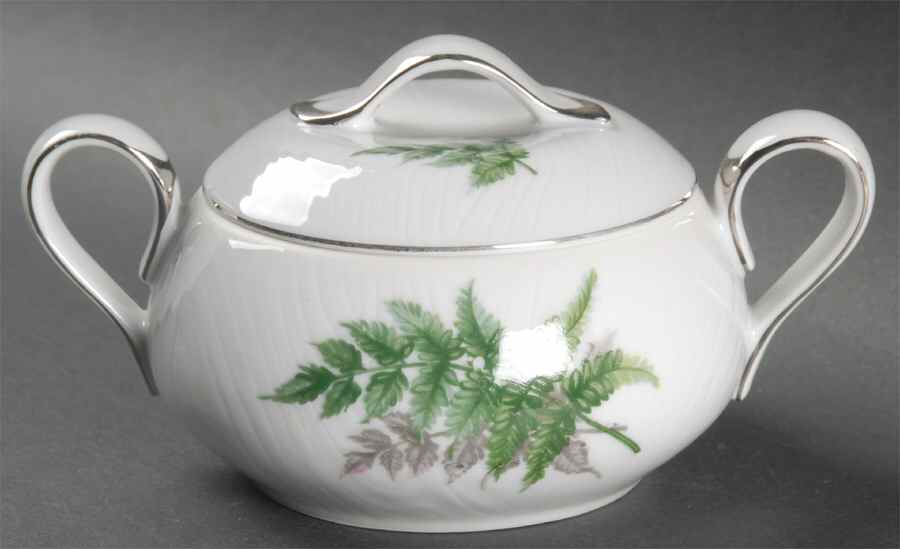 Ferndale (Platinum Trim) Sugar Bowl & Lid by Century China-1