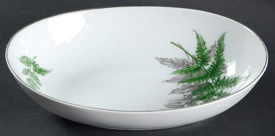 Ferndale (Platinum Trim) 10" Oval Vegetable Bowl by Century China-1