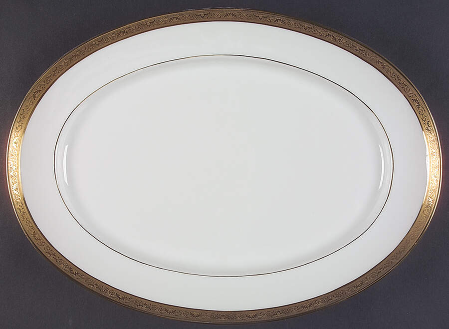 Ambassador Gold 16" Oval Serving Platter by Ceralene-1