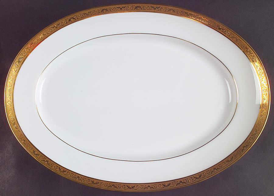 Ambassador Gold 14" Oval Serving Platter by Ceralene-1