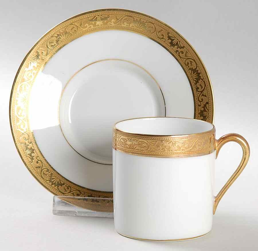 Ambassador Gold Flat Demitasse Cup & Saucer Set by Ceralene-1