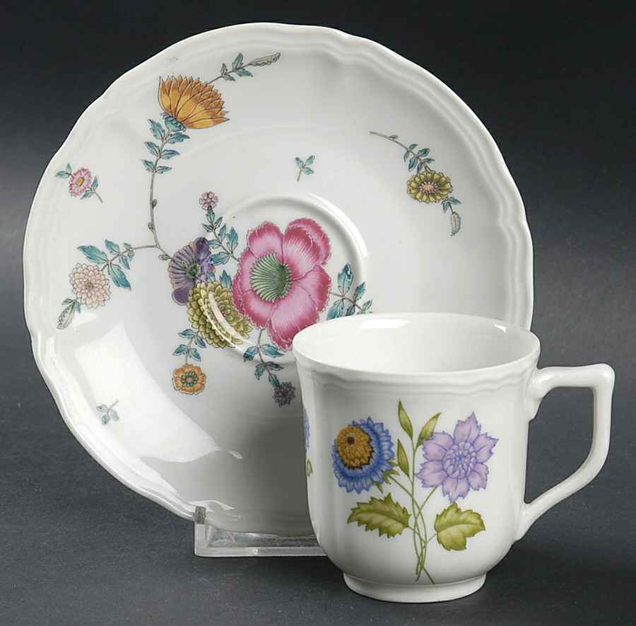 Anemones Flat Demitasse Cup & Saucer Set by Ceralene-1