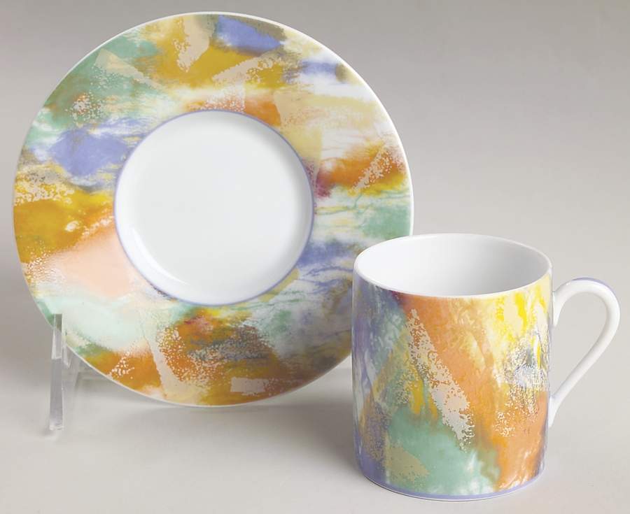 Arlequin Flat Demitasse Cup & Saucer Set by Ceralene-1