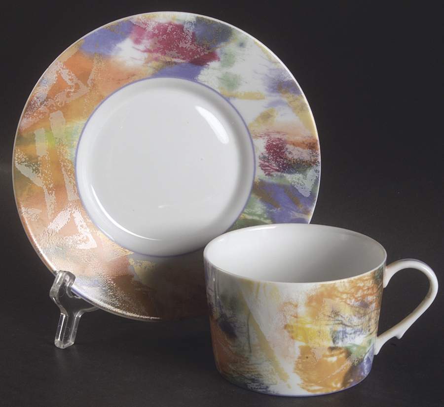 Arlequin Flat Cup & Saucer Set by Ceralene-1