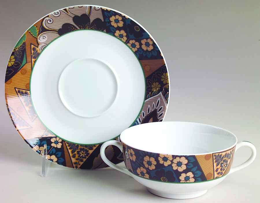 Aubusson Flat Cream Soup Bowl & Saucer Set by Ceralene-1