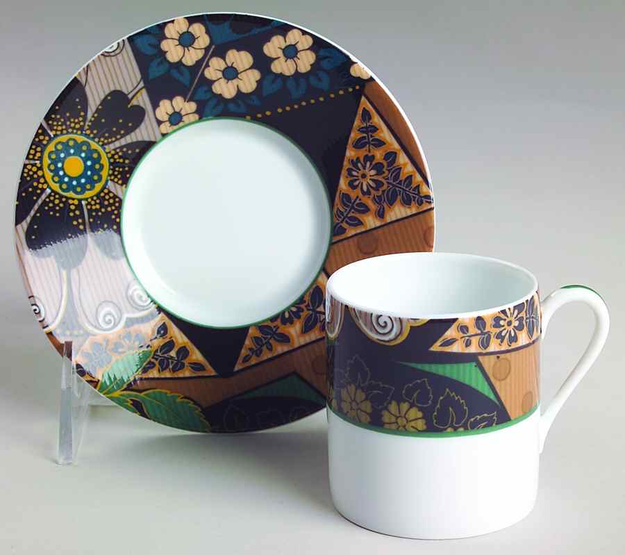 Aubusson Flat Demitasse Cup & Saucer Set by Ceralene-1
