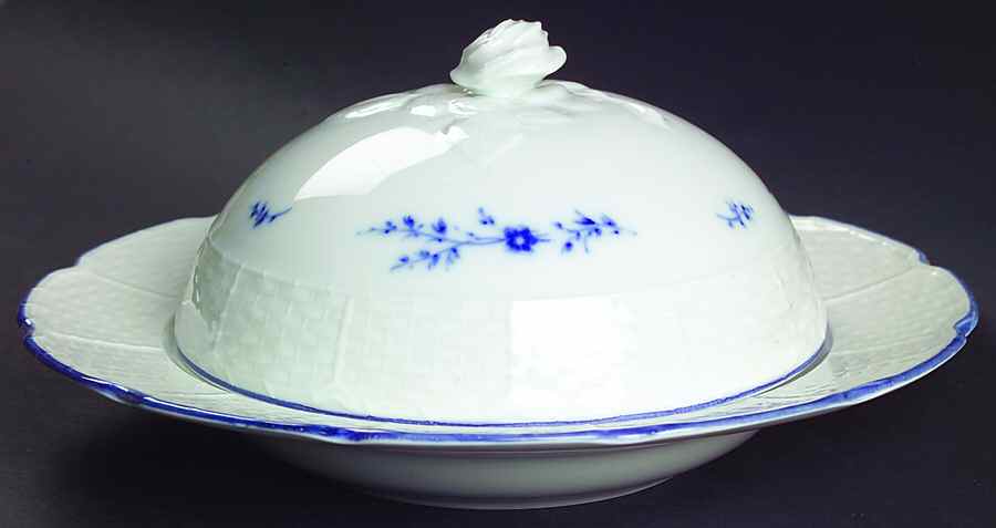 Blue Carnation Round Covered Butter by Ceralene-1