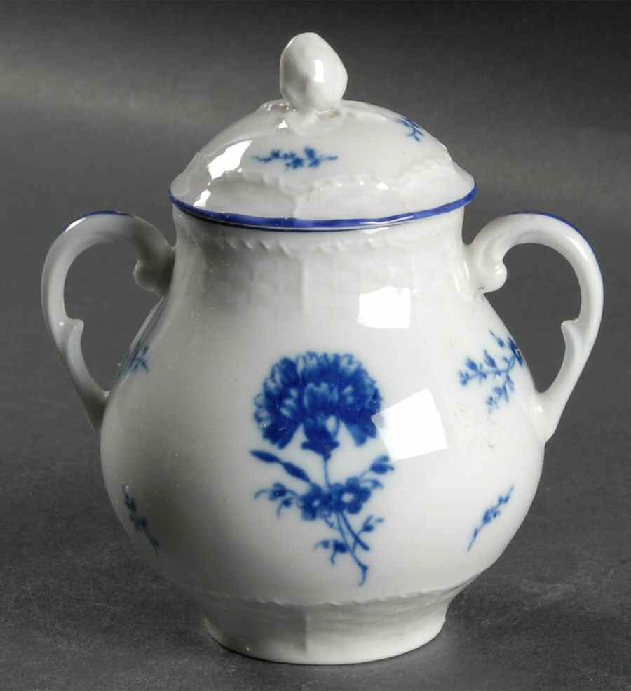 Blue Carnation Sugar Bowl & Lid by Ceralene-1