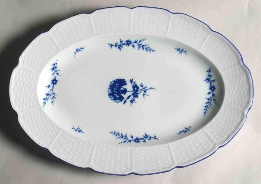 Blue Carnation 14" Oval Serving Platter by Ceralene-1