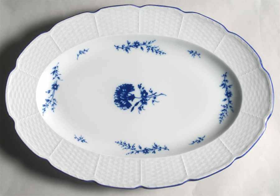 Blue Carnation 16" Oval Serving Platter by Ceralene-1